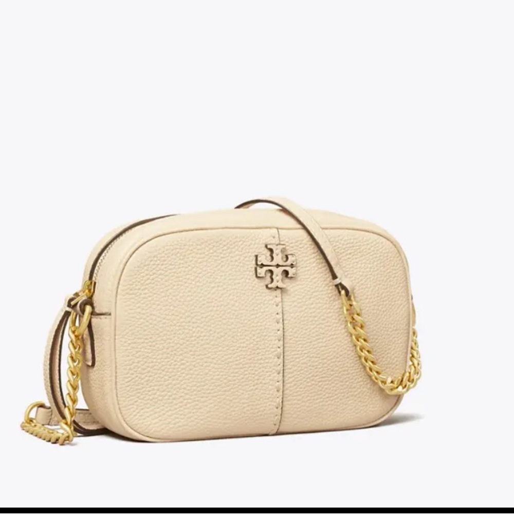 Tory Burch McGraw Cream Crossbody Camera Bag with Gold Accents